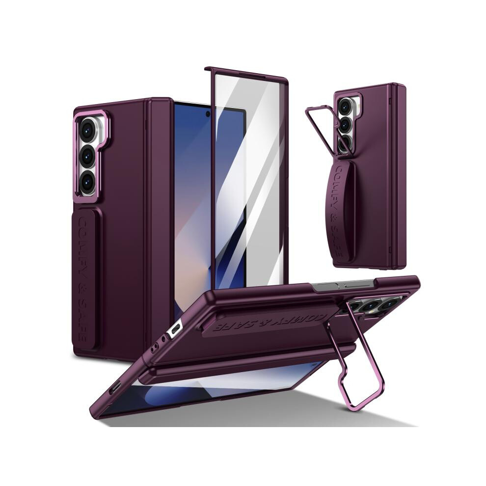 Integrated Screen Protector And Lens Holder Compatible Gift Samsung Galaxy Z Fold6 (Burgundy):For Samsung Galaxy Z Fold6 Burgundy 4753601163976