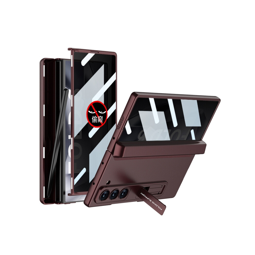 Gkk Integrated Privacy Magnetic Folding Phone Case Compatible Gift Samsung Galaxy Z Fold6 (With Pen Case, Wine ):For Samsung Galaxy Z Fold6 Red 7056706125960