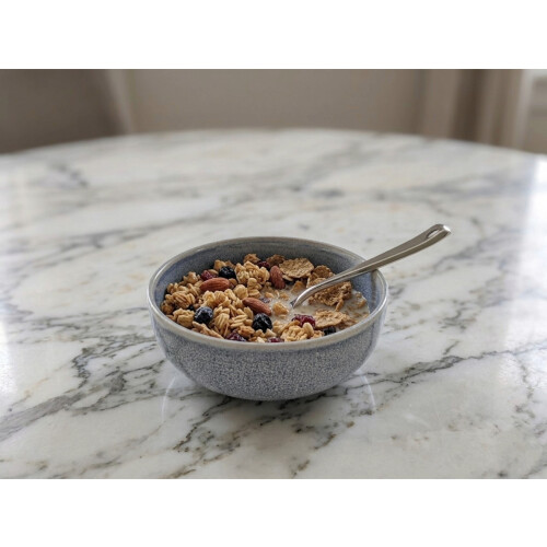 Reactive Ash Blue Glaze Dinnerware Cereal Bowl 4pc Set 16cm 2