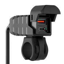 Waterproof Motorcycle Phone Charger with Hard Cover, Mini Switch, Display Light, PD Super Fast Charging, Car Compatible