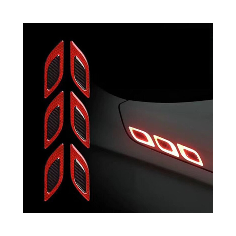 (Red) 6Pcs/Set Car Reflective Stickers, Anti-Scratch Safety Warning Decals For Auto Red 123643771868