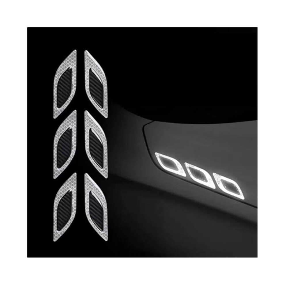 (White) 6Pcs/Set Car Reflective Stickers Anti-Scratch Safety Warning Sticker For Auto White 110691677914