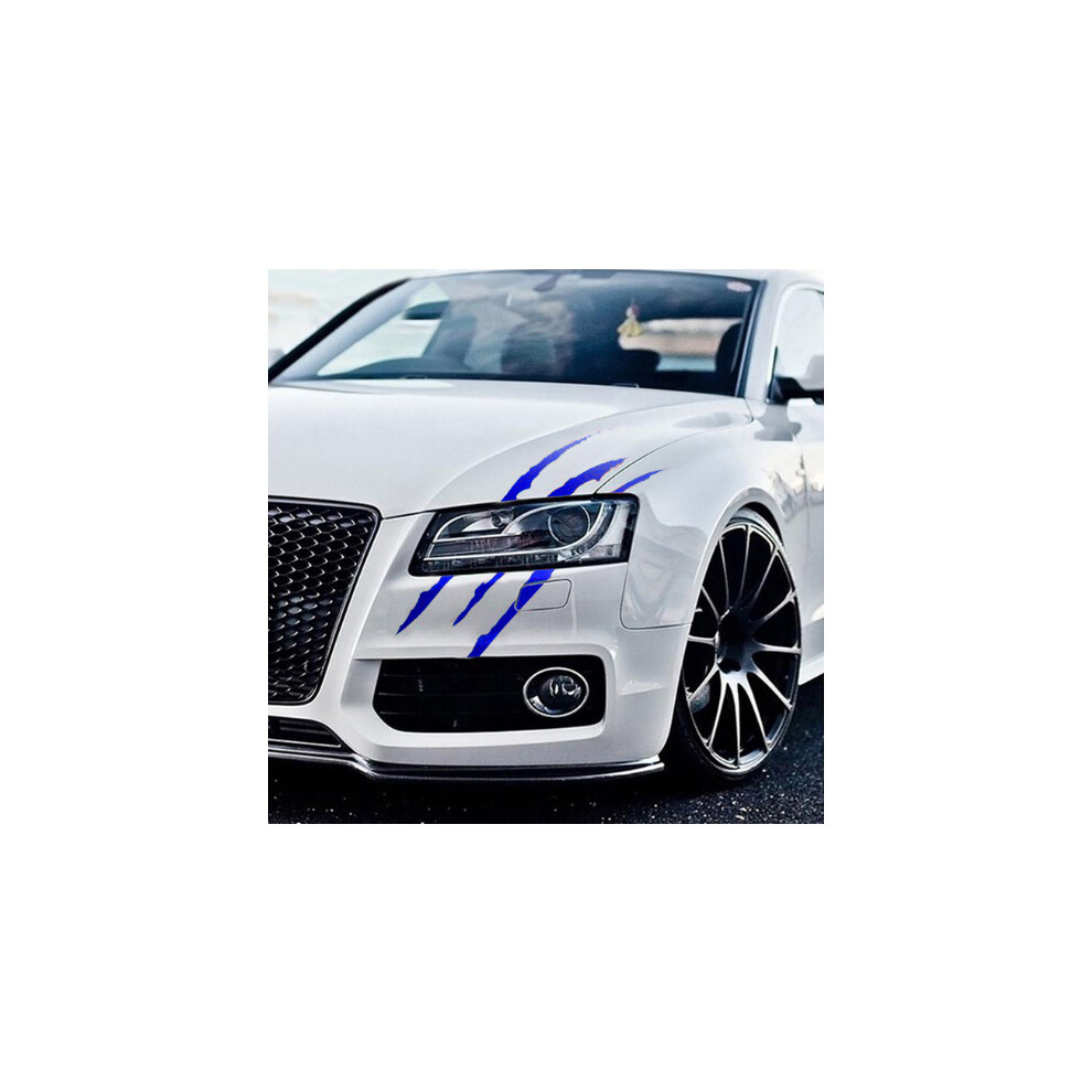 (Blue) Auto Car Sticker Monster Claw Scratch Stripe Headlight Decal 40Cmx12cm Blue 413590933618