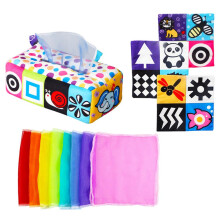 (ladybug) Tissue Box STEM Montessori Toys Magic Soft Sensory Toys For Babies Finger Exercise Pumping For Toddlers Colorful Scarves Mont
