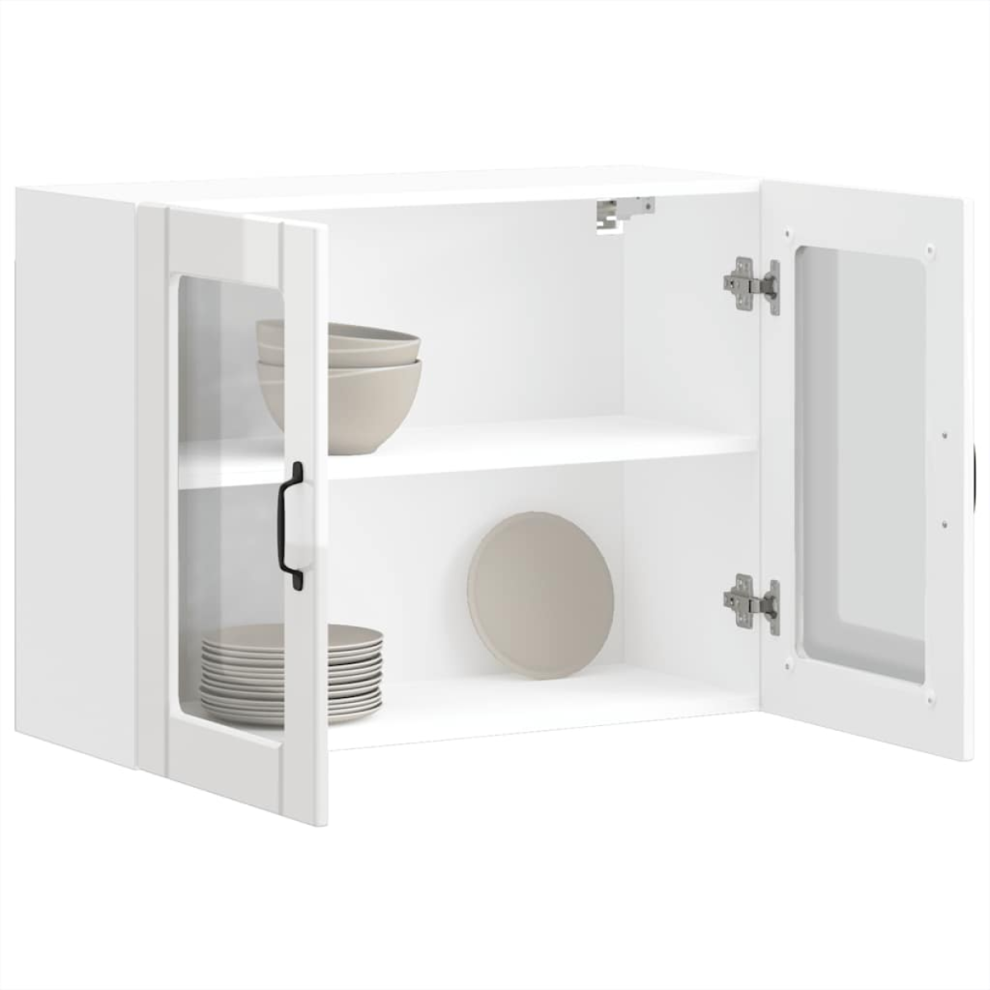 Vidaxl Kitchen Wall Cabinet With Glass Door Lucca High Gloss White Engineered Wood