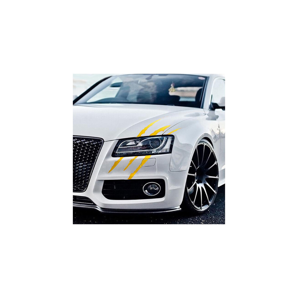 (Yellow) Auto Car Sticker Monster Claw Scratch Stripe Headlight Decal 40Cmx12cm Yellow 413590933625