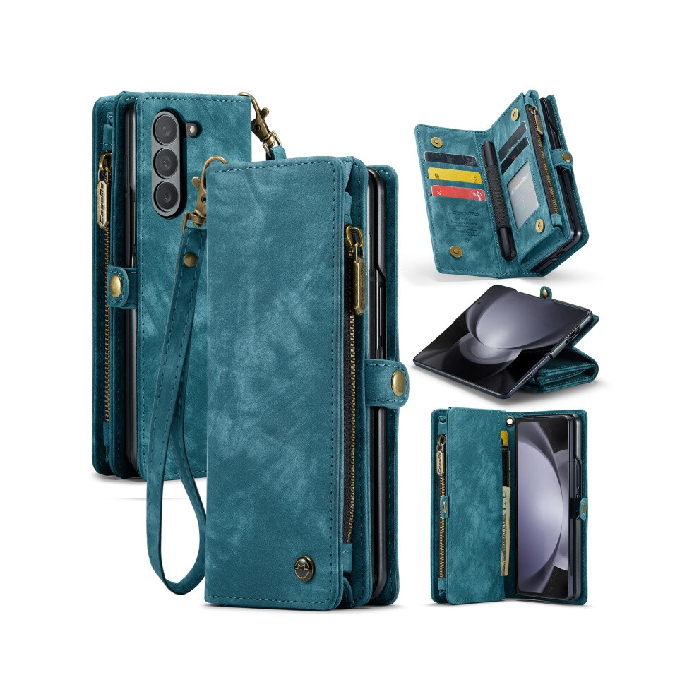 Caseme 008 Multi-Functional Zipper Wallet/Phone Case Compatible Gift Samsung Galaxy Z Fold5 (Blue):For Samsung Galaxy Z Fold5 Blue 8291303215051