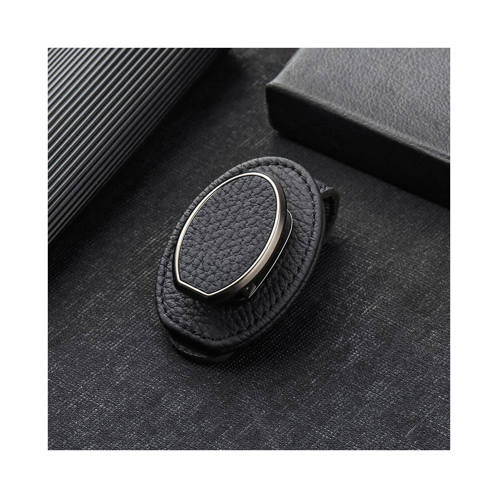 (Black) Sunglasses Case Eye Holder Metal Car Glasses Holder Sun Visor Multifunction Black 110691657022