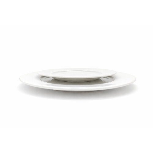 Dinner Plate 4pc Set Porcelain White Embossed Floral Dot Rim 27cm 2