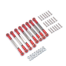 (red) 8PCS Upgrade Spare Parts Metal Pull Rod Set for WPL 1:16 Military Truck Crawler