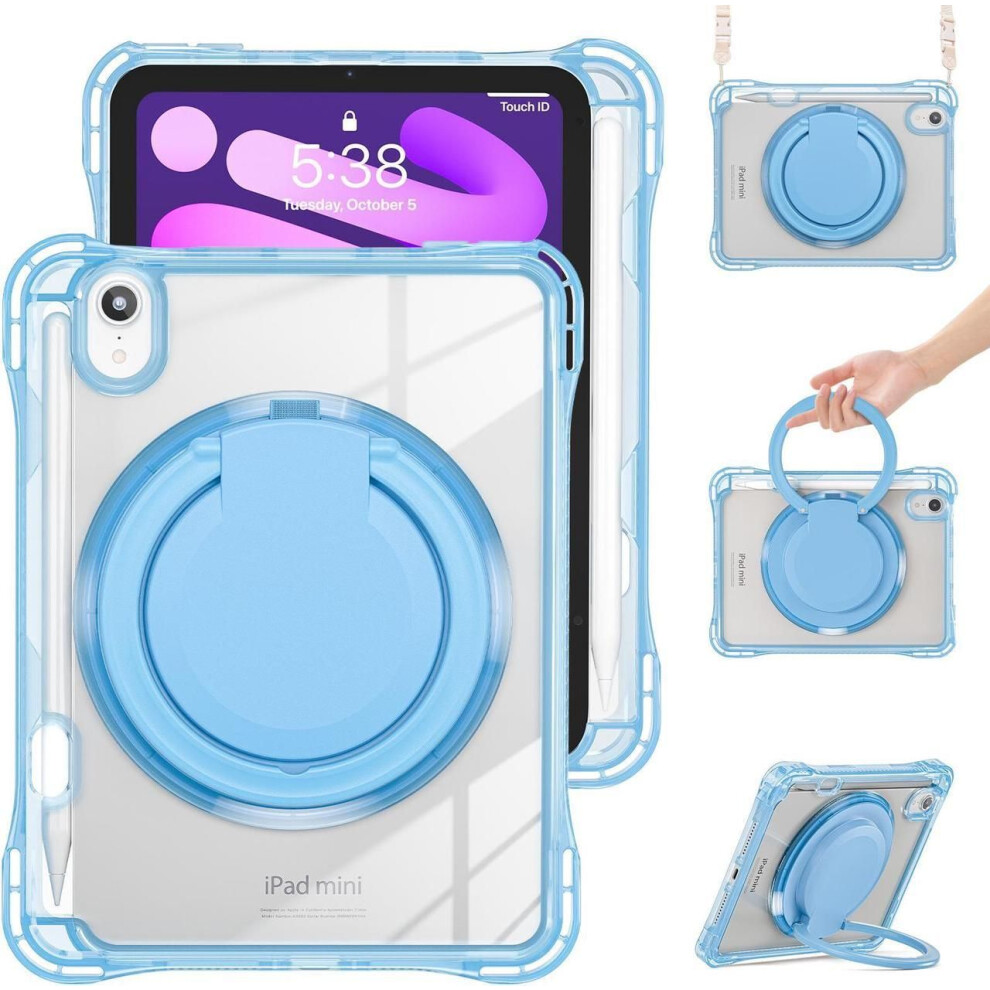 Case For Ipad Mini 7 A17 Pro / Mini 6, Ipad Mini 6Th/7Th Gen 2021 2024 8.3 Inch Shockproof Rugged Protective Cover With 360 Rotating Stand Pencil Hold 609808357356