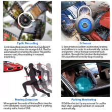 1080P 4" Dual Lens HD Car DVR Rearview Video Dash Cam Recorder Camera G-Sensor