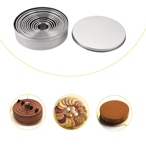 14PCS Round Mousse Baking Ring Cookie Cutter Molds Set Bakeware Wrappers Form Maker Tools