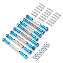 (blue) 8PCS Upgrade Spare Parts Metal Pull Rod Set for WPL 1:16 Military Truck Crawler