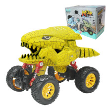 (yellow) Dinosaur Monster Trucks Boys Pull Back Car Racing Vehicle Gift Idea for Kids