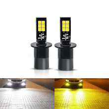 2PCS H3 LED 30W 6000K White 3000K Yellow Dual Color Fog Driving Light DRL Bulb