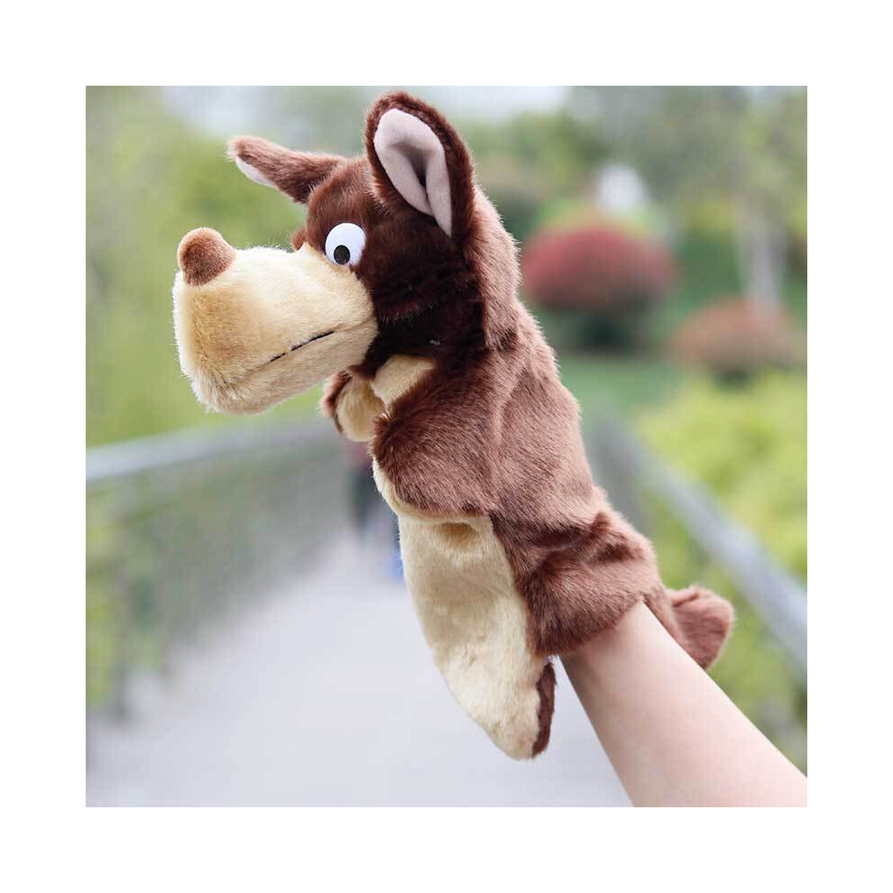 (Brown1) 27Cm Cute Wolf Animal Plush Soft Doll Hand Puppet Storytelling Parent-Child Toy Baby Kid Educational Animal Hand Puppets Gift 110691689467