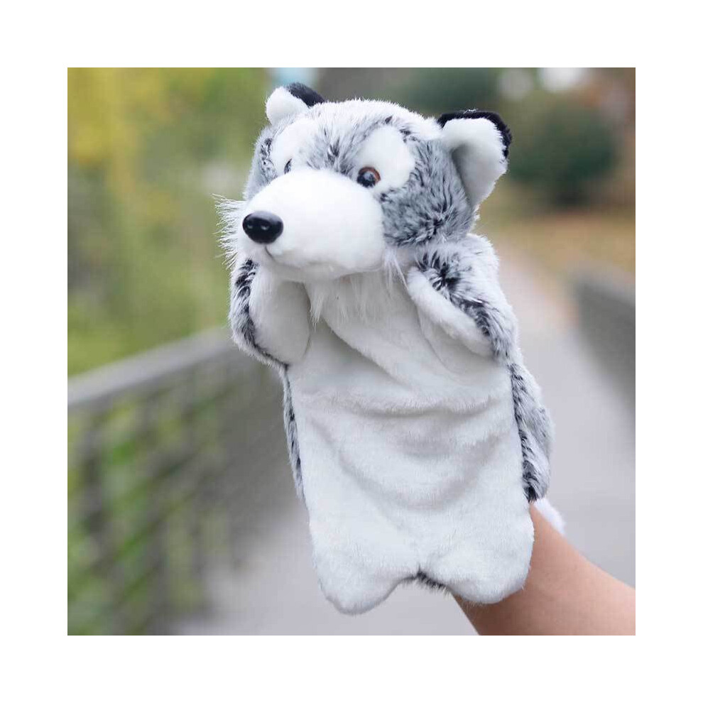 (Gray) 27Cm Cute Wolf Animal Plush Soft Doll Hand Puppet Storytelling Parent-Child Toy Baby Kid Educational Animal Hand Puppets Gift 110691689481