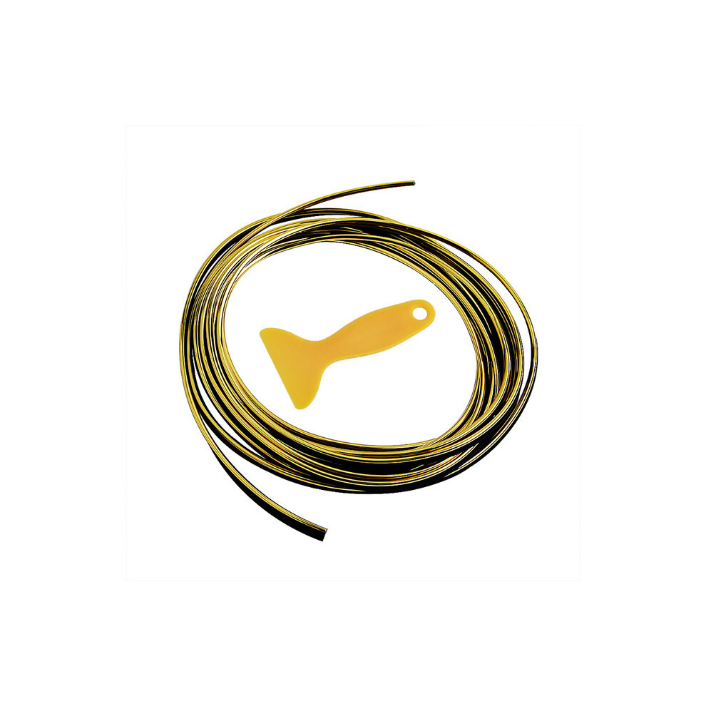 (Electroplated ) 5M Car Dashboard Door Edge Insert Trim Styling Decorative Moulding Universal Insert Strip With Scraper Gold 110691677822
