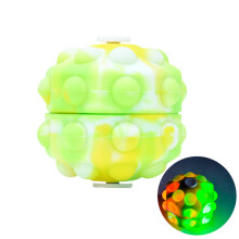 (green with light) Fidget Toy Stress Ball 3D Sensory Ball Rotating Glare Push Bubble Fidget Toy Hand Grip Pinch Ball Gift for Autism Stress Relief
