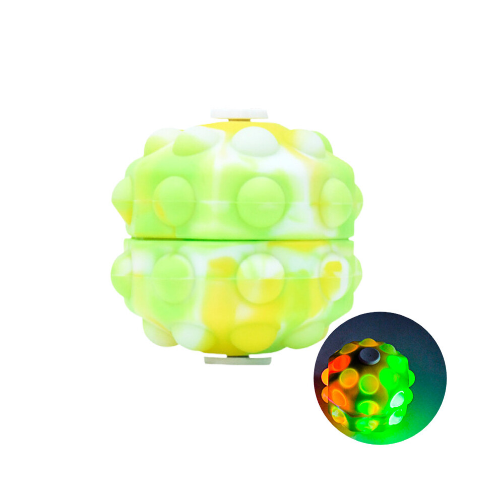 Green/Light ( With Light) Fidget Toy Stress Ball 3D Sensory Ball Rotating Glare Push Bubble Fidget Toy Hand Grip Pinch Ball Gift For Autism Stress Relief