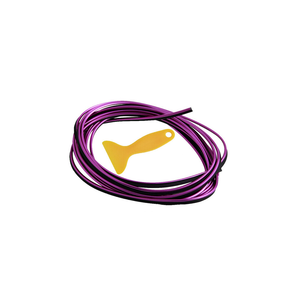 (Electroplated ) 5M Car Dashboard Door Edge Insert Trim Styling Decorative Moulding Universal Insert Strip With Scraper Purple 110691677846
