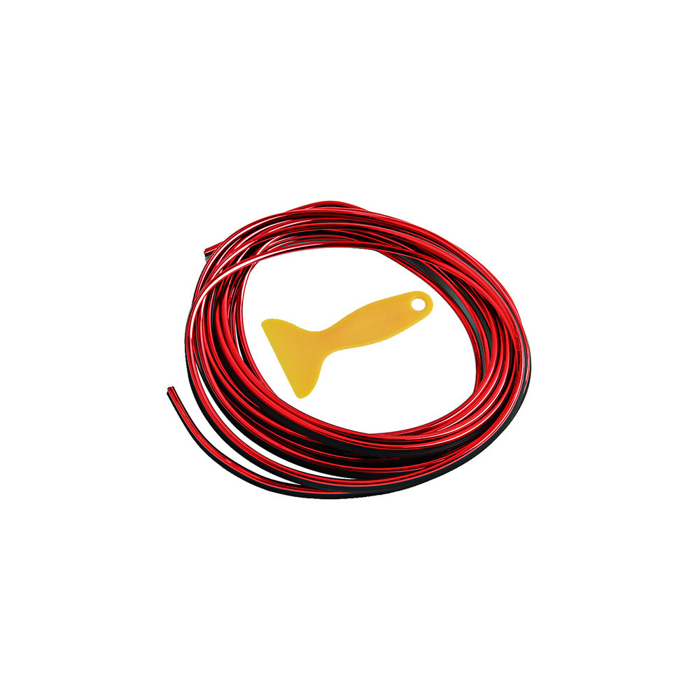 (Electroplated ) 5M Car Dashboard Door Edge Insert Trim Styling Decorative Moulding Universal Insert Strip With Scraper Red 110691677839