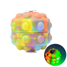 (yellow with light) Fidget Toy Stress Ball 3D Sensory Ball Rotating Glare Push Bubble Fidget Toy Hand Grip Pinch Ball Gift for Autism Stress Relief