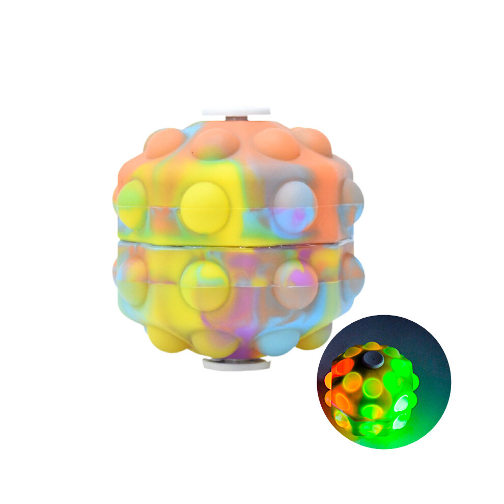 Yellow/Light ( With Light) Fidget Toy Stress Ball 3D Sensory Ball Rotating Glare Push Bubble Fidget Toy Hand Grip Pinch Ball Gift For Autism Stress Relief