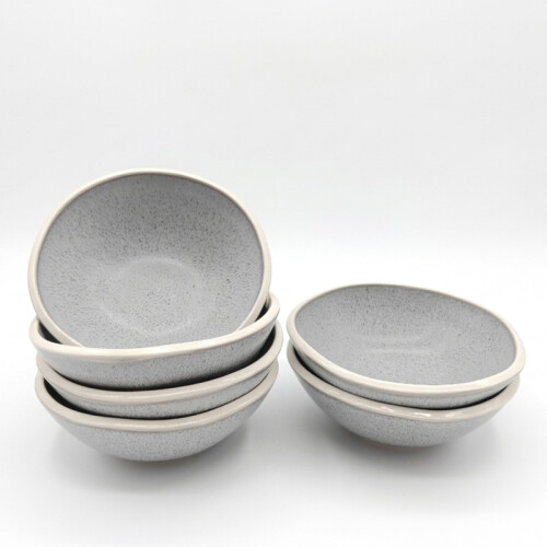 Reactive Grey Stoneware Dinnerware Set Nordic Pebble 6 Cereal Bowls 16.5cm 1