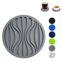 7PCS Decorative Silicone Beverage Coaster Heatproof Drink Mat Cup Pad with Stripes And Waved Kitchen Essential Multicolor