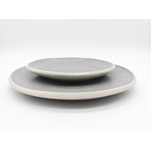 Reactive Grey Stoneware Dinnerware Set Nordic Pebble 4 Side Dessert Plates 21cm 2