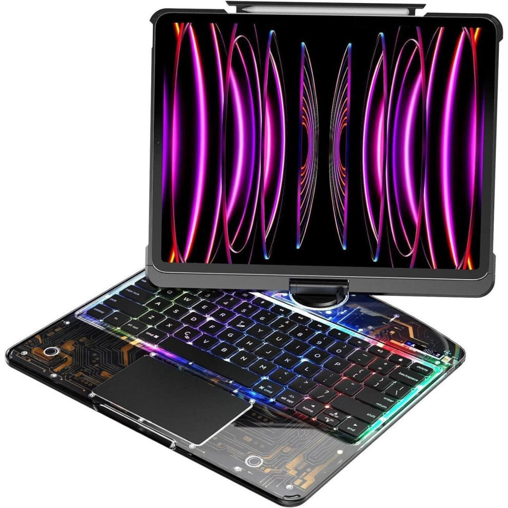 Touch Keyboard Case For Ipad Air 13 Inch M3 2025/M2 2024, Ipad Pro 12.9 6Th 2022/5Th 2021/4Th 2020/3Rd 2018 Gen, Clear Cover & Trackpad & Backlight & 609808389449