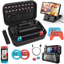 Switch Accessories Bundle 12 in 1 Compatible with Nintendo Switch, Gift Kit with Carrying Case, Protective Case Cover, Screen Protector, PlayStand, Jo