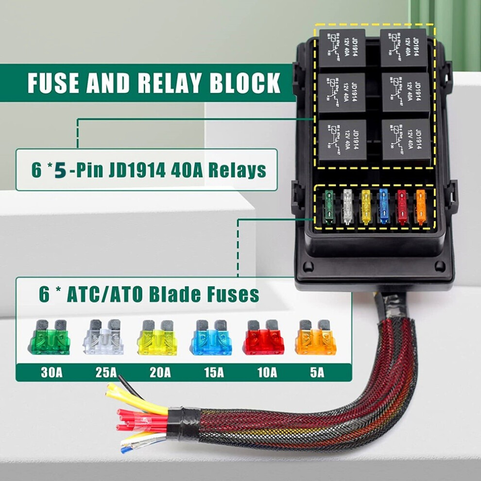 Waterproof Automotive Fuse Relay Holder Box Block For 6 Relay & Atc Blade Fuses 413590926207