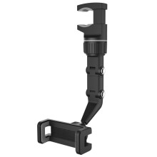(Grey) Multifunctional 360 Degree Rotatable Auto Rearview Mirror Seat Hanging Clip Bracket