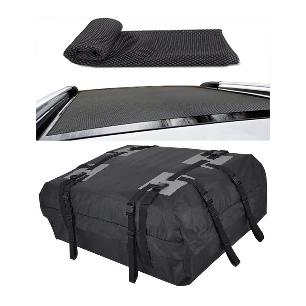 (Roof Bag+Non-Slip Pad) Car Rooftop Cargo Carrier Waterproof Rooftop Bag For Cars Vans And Suvs Off-Roading 110691667540