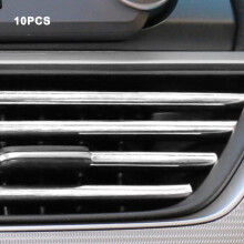 (Silver) 10PCS 20CM Car Air Conditioner Outlet Decorative U Shape Trim Decor Strips