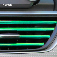 (Green) 10PCS 20CM Car Air Conditioner Outlet Decorative U Shape Trim Decor Strips