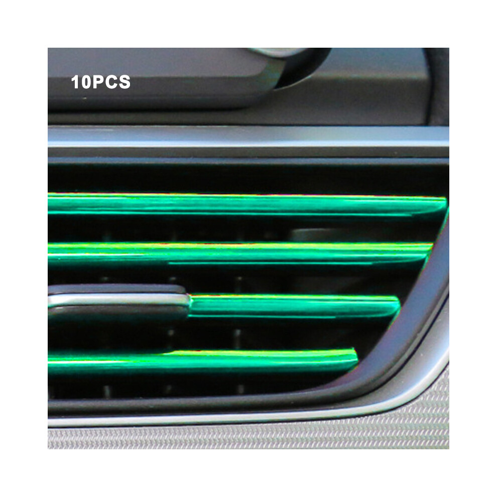 (Green) 10Pcs 20Cm Car Air Conditioner Outlet Decorative U Shape Trim Decor Strips Green 110691657701