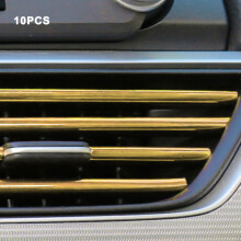 (Gold) 10PCS 20CM U-Shape Car AC Outlet Decorative Trim Strips