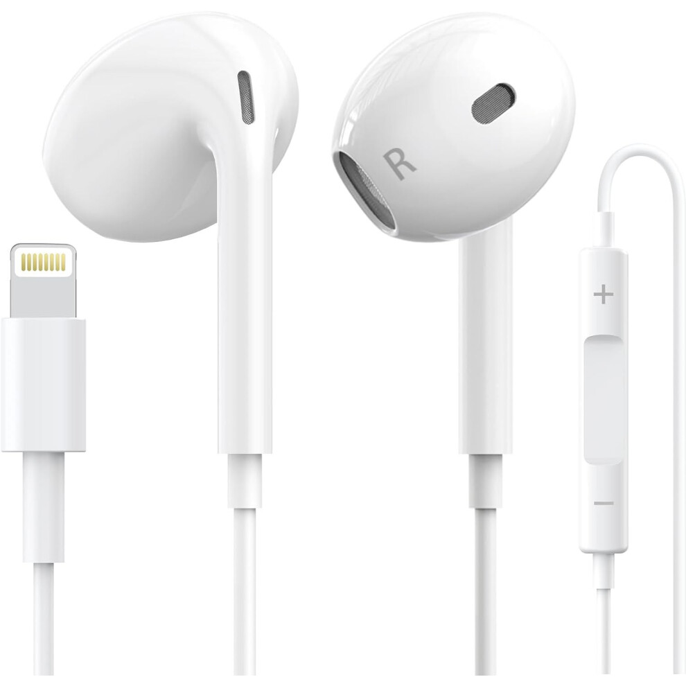 Earbuds With Lightning Connector [Apple Mfi Certified] Headphones Built-In Microphone & Volume Control, Noise Isolating Earphones For Iphone 14/13/12/ 609808371918