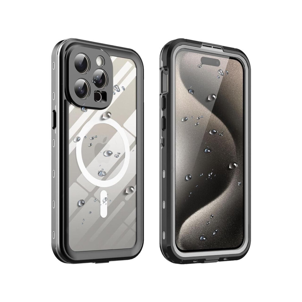 For Iphone 15 Pro Max 6.7 Inch Waterproof Case Magnetic, [Compatible With Magsafe][With Screen Protector][Ip68 Underwater][Dustproof] Phone Cover For 609808371581