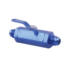 (Blue) 1PCS AN6 Aluminum Inline Fuel Shut-Off Valve with Cable Lever