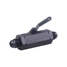 (Black) 1PCS AN6 Aluminum Inline Fuel Shut-Off Valve with Cable Lever