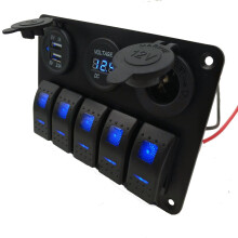 12/24V Switch Panel Cigarette Lighter Socket Car Dual USB Adapter Charger Marine