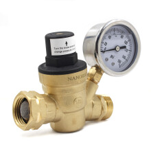 (Screwdriver Adjustment) Brass RV Water Pressure Regulator with Gauge 0-160 PSI
