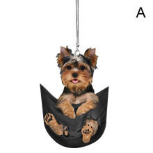 (A) Funny Car Rearview Mirror Cute Pocket Pendant Hanging Puppy Colorful Dog Ornament