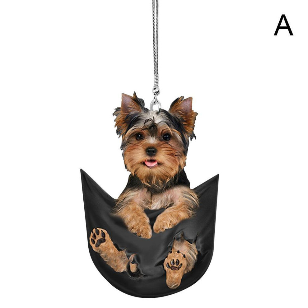 (A) Funny Car Rearview Mirror Cute Pocket Pendant Hanging Puppy Colorful Dog Ornament 110691679642