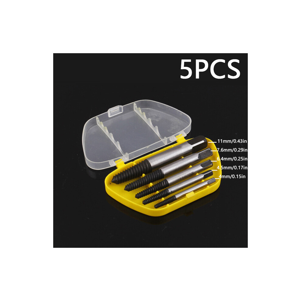 (Yellow 5-Piece Set) 5/6Pcs Steel Durable Damaged Broken Screw Remover Extractor Drill Bits 110691679260